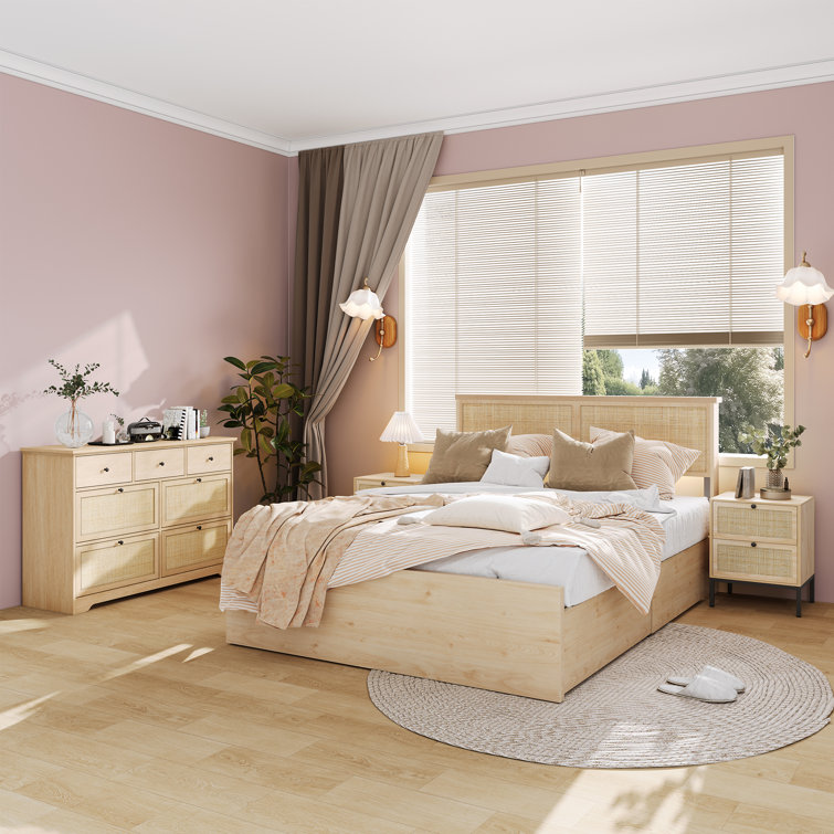 Bay Isle Home Boho Natural Rattan 4-piece Bedroom Set & Reviews | Wayfair